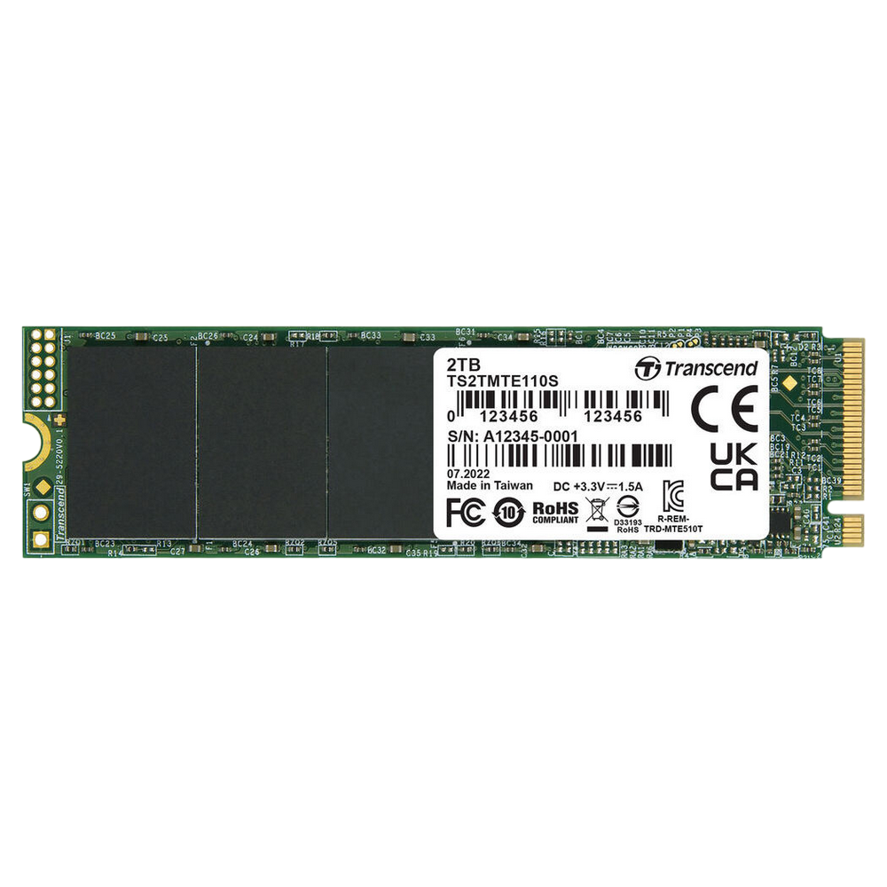 .M.2 NVMe SSD 2.0TB  Transcend 110S [PCIe 3.0 x4, R/W:2500/1700MB/s, 200/250K IOPS, 800TBW, 3DTLC]