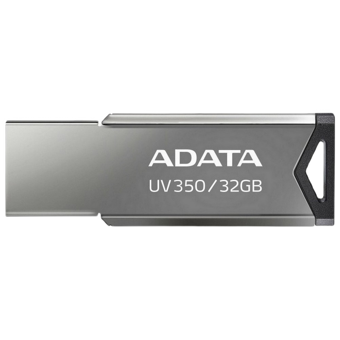 32GB USB3.1 Flash Drive ADATA "UV350", Silver, Metal Case, Slim Capless, Keychain (R/W:60/30MB/s)