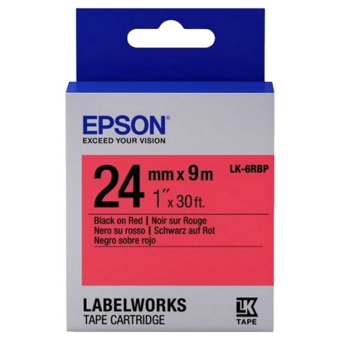 Tape Cartridge EPSON LK6RBP; 24mm/9m Pastel, Black/Red, C53S656004