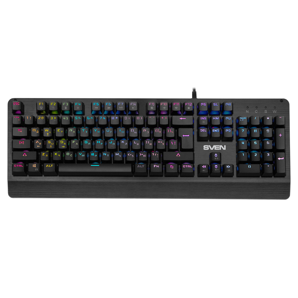 Gaming Keyboard SVEN KB-G9700 Mechanical, Red SW, RGB, Anti ghosting, Metal plate, Black, USB