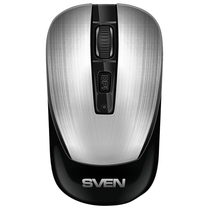 Wireless Mouse SVEN RX-380W, Optical, 800-1600 dpi, 6 buttons, Ambidextrous, 1xAA, Silver