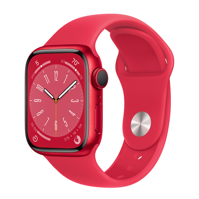 Apple Watch Series 8 GPS, 41mm (PRODUCT)RED Aluminium Case with (PRODUCT)RED Sport Band, MNP73