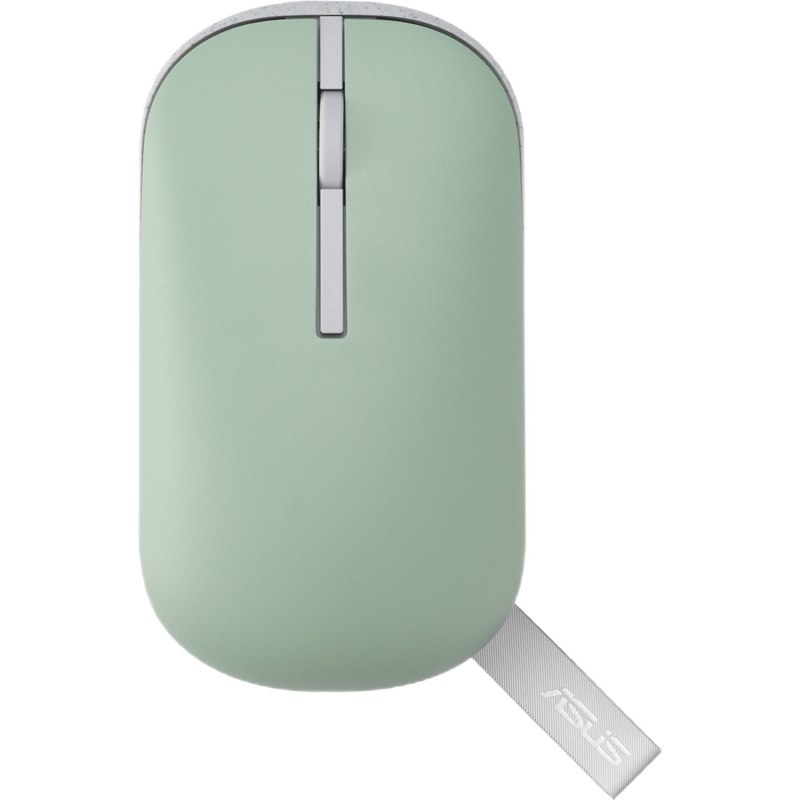 Wireless Mouse Asus MD100, 800-1600 dpi, 3 buttons, Ambidextrous, Silent, 1xAA, 56g, 2.4/BT, Green
