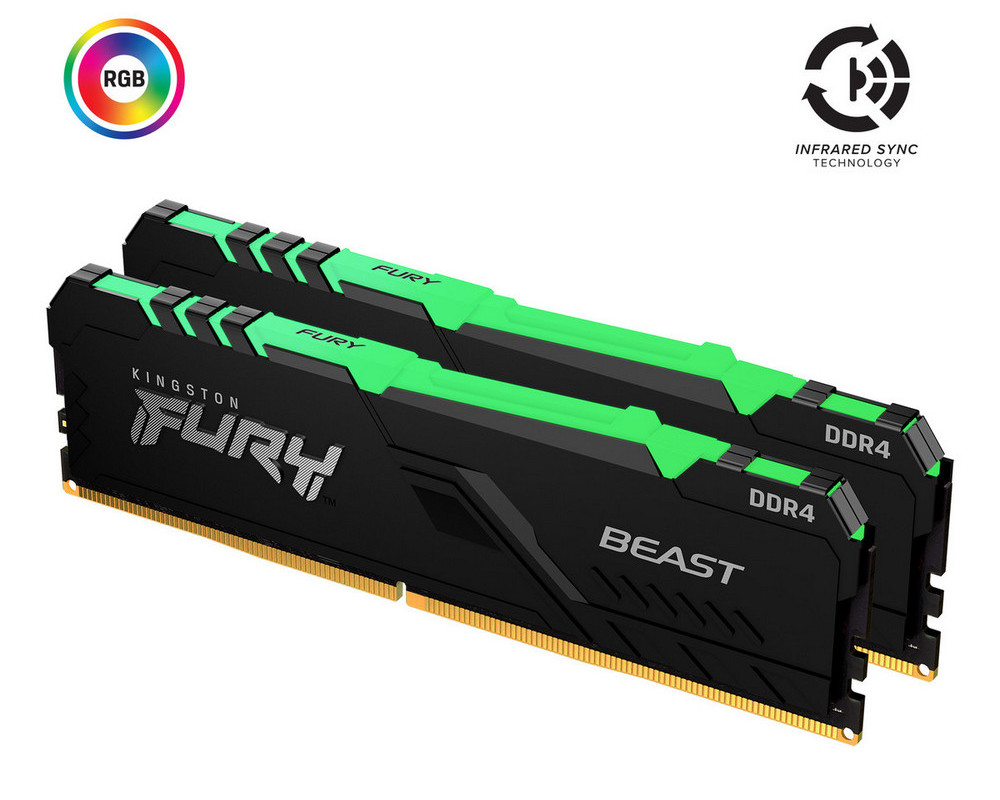 16GB DDR4-3733MHz  Kingston FURY Beast RGB (K..