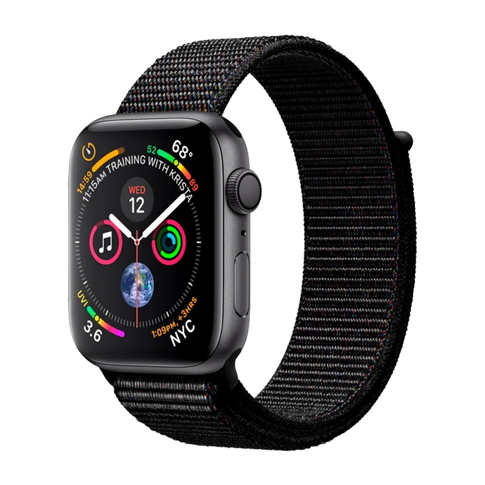 Old Apple Watch 4 44mm Space Gray Aluminum Case with Black Sport Loop, MU6E2 GPS