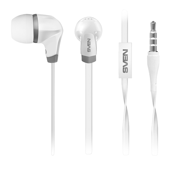Earphones SVEN SEB-260M - White, with Microphone, 4pin 3.5mm mini-jack
