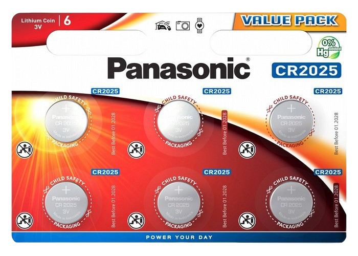 CR2025, Blister*6, Panasonic, CR-2025EL/6B..