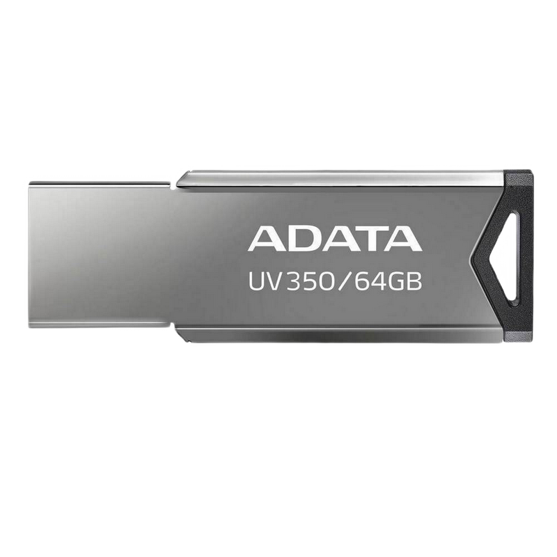 64GB USB3.1 Flash Drive ADATA "UV350", Silver, Metal Case, Slim Capless, Keychain (R/W:60/30MB/s)