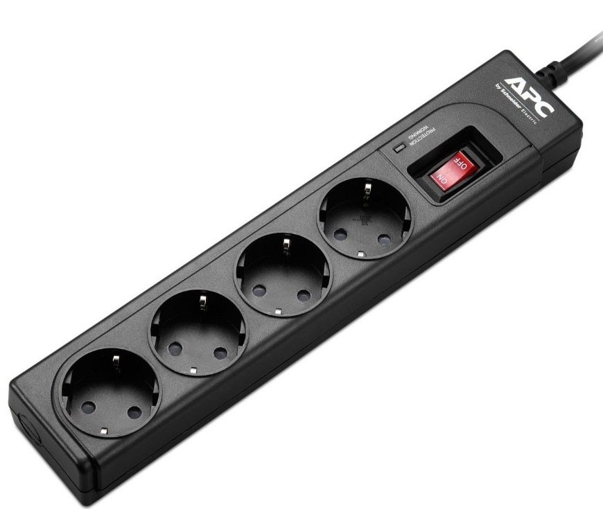 APC P43B-RS Essential SurgeArrest 4 outlets, 1 meter power cord, 230V Russia, Black