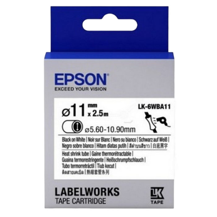 Tape Heat Shrink Tube EPSON LK6WBA11 HST Blk/Wht d11/2,5, C53S656902