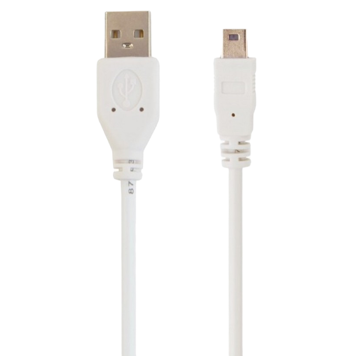 Cable Mini USB2.0,  Mini B - AM, 0.9 m,  WHITE, Cablexpert, CC-USB2-AM5P-3