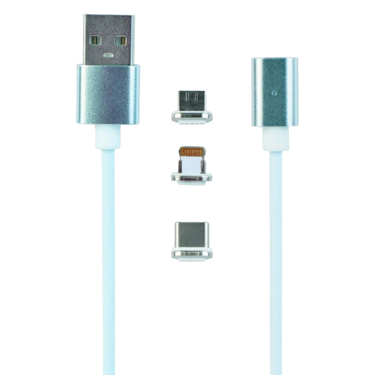 Magnetic cable combo Type-C/Apple/MicroUSB 1.0 m, Silver, Cablexpert, CC-USB2-AMLM31-1M
