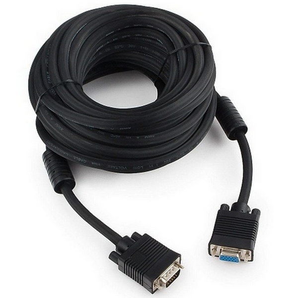 Cable VGA Premium Extension 10.0m, HD15M/HD15F Black, Cablexpert, dual-shield w/2*ferrite core