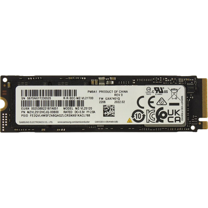 .M.2 NVMe SSD  512GB Samsung  PM9A1 [PCIe 4.0..