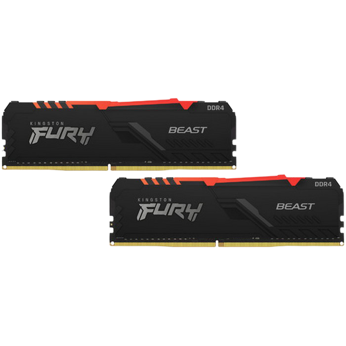 32GB DDR4-3600MHz  Kingston FURY Beast RGB (Kit of 2x16GB) (KF436C18BBAK2/32), CL18-22-22, 1.35V,Blk