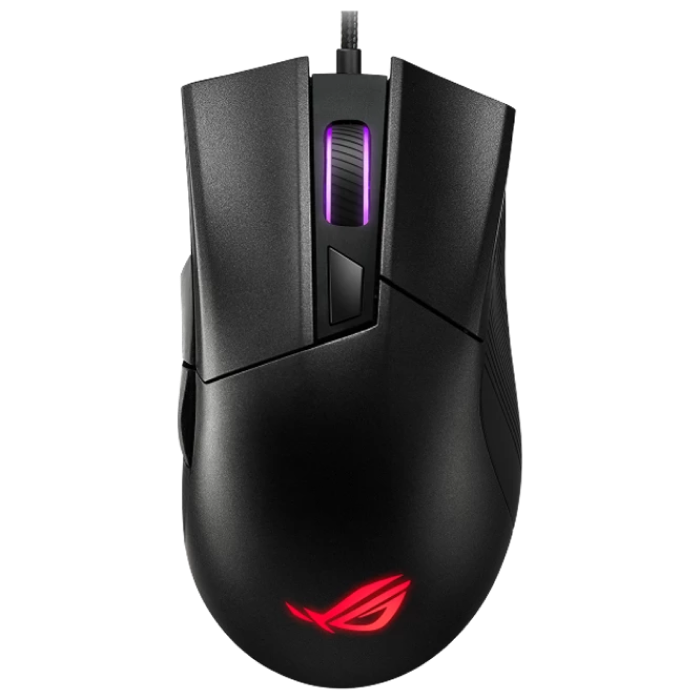 Gaming Mouse Asus ROG Gladius II Core, 200-6200 dpi, 6 buttons, 220 IPS, 30G, 92.5g, Ergonomic, Push