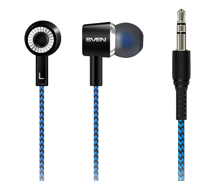 Earphones SVEN E-106  Black/Blue, 3pin 3.5mm mini-jack