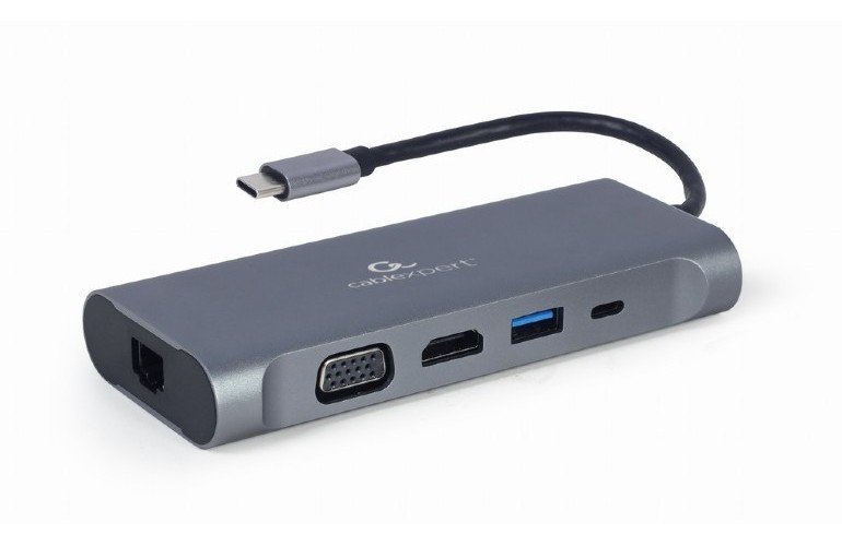 Docking Station Gembird A-CM-COMBO7-01, 3xUSB 3.1, HDMI, VGA, 3.5mm, Type-C, SD/MicroSD, PD 100W