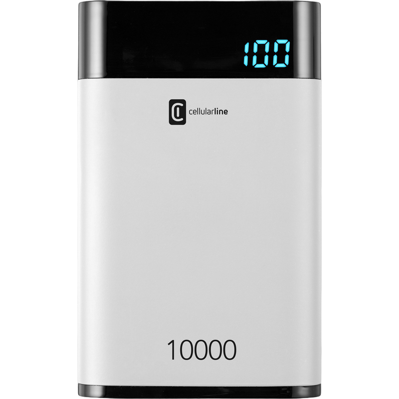 Power Bank Cellularline 10000mAh, QC HD Polimer Battery, White