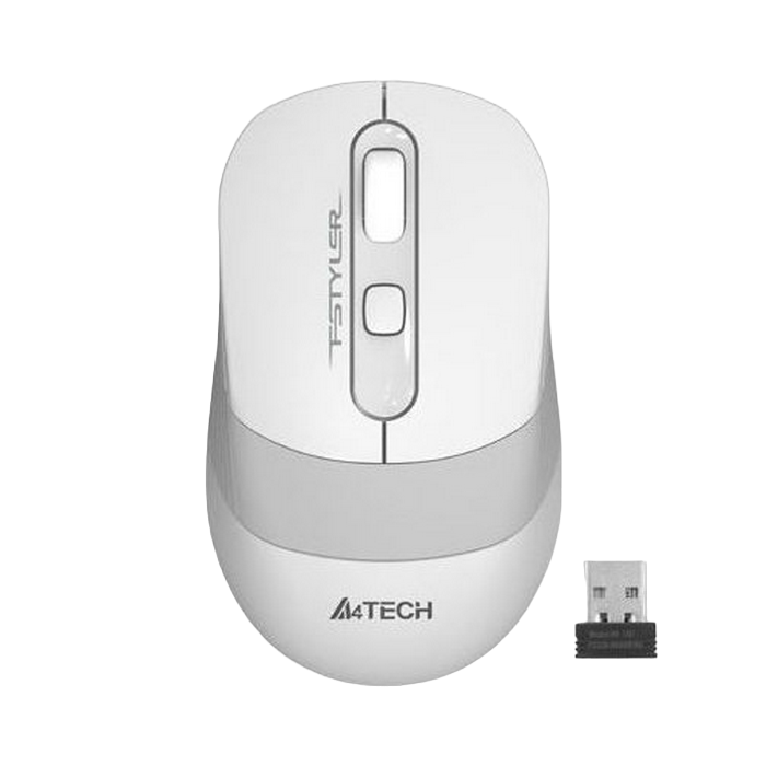 Wireless Mouse A4Tech FG10, Optical, 1000-2000 dpi, 4 buttons, Ambidextrous, 1xAA, White/Grey