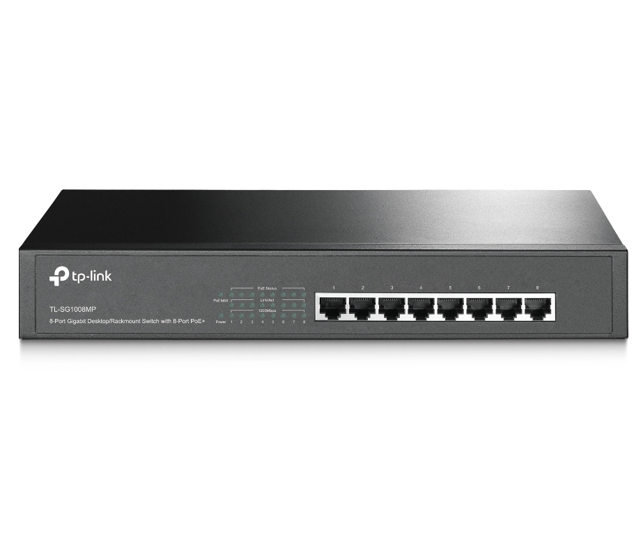 .8-port 10/100/1000Mbps  POE+ Switch TP-LINK "TL-SG1008MP", Desktop/Rackmount, 153W Budget