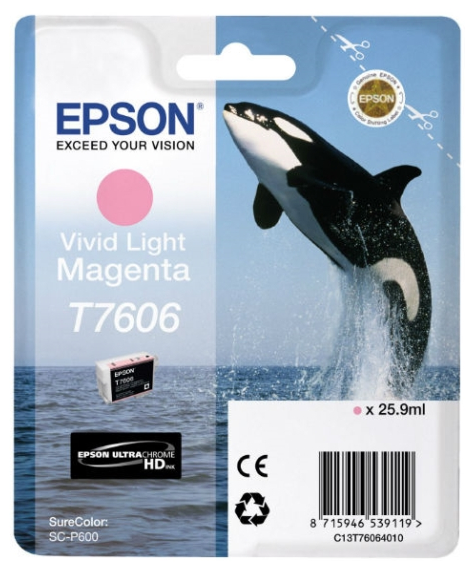 Картридж чернильный Epson T760, 26мл, Яркий светло-пурпурный