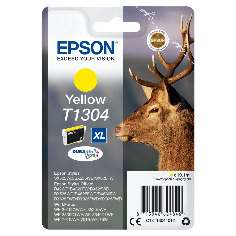 Ink Cartridge Epson Singlepack T1304 DURABrite Ultra Ink, Yellow, C13T13044012