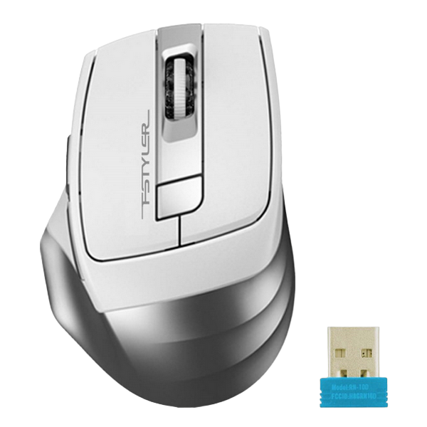 Wireless Mouse A4Tech FB35, Optical, 1000-2000 dpi, 6 buttons, Ergonomic, 1xAA, BT+2.4Ghz, White
