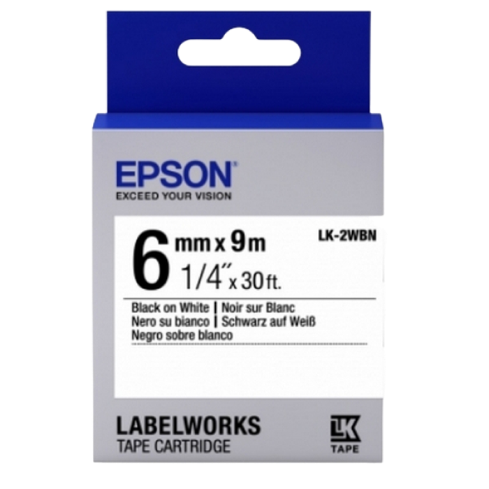 Cumpara  Cartușe de panglică pentru imprimarea autocolantelor - Tape Cartridge EPSON LK2WBN; 6mm/9m Standard,..