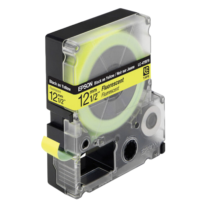 Tape Cartridge EPSON LK4YBF; 12mm/9m Fluorescent, Black/Yellow, C53S654010