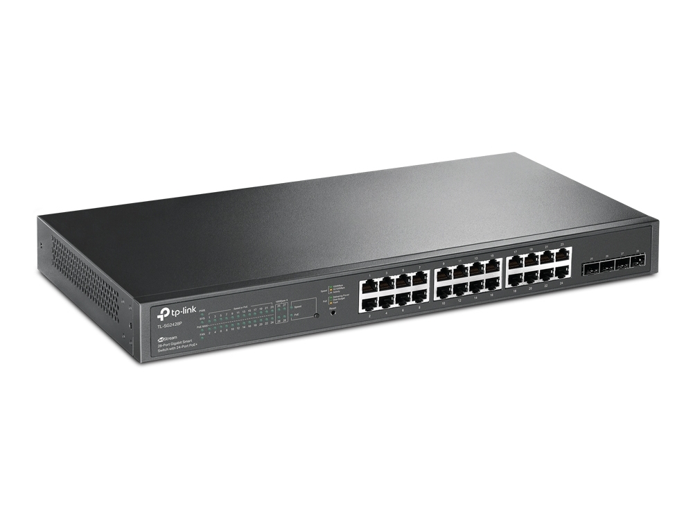 24-port Gigabit Smart POE+ Switch TP-LINK "TL-SG2428P", 4 SFP 1Gbit, Budget 250W