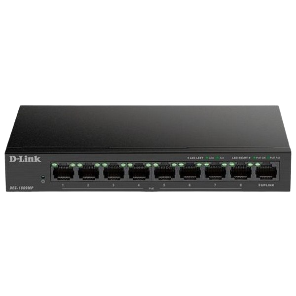 .9-port 10/100Mbps  POE, D-Link DES-1009MP/A1..