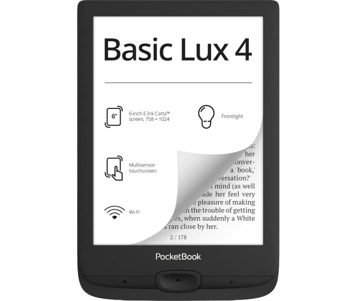 PocketBook Basic Lux 4, Ink Black, 6" E Ink Carta (758x1024)