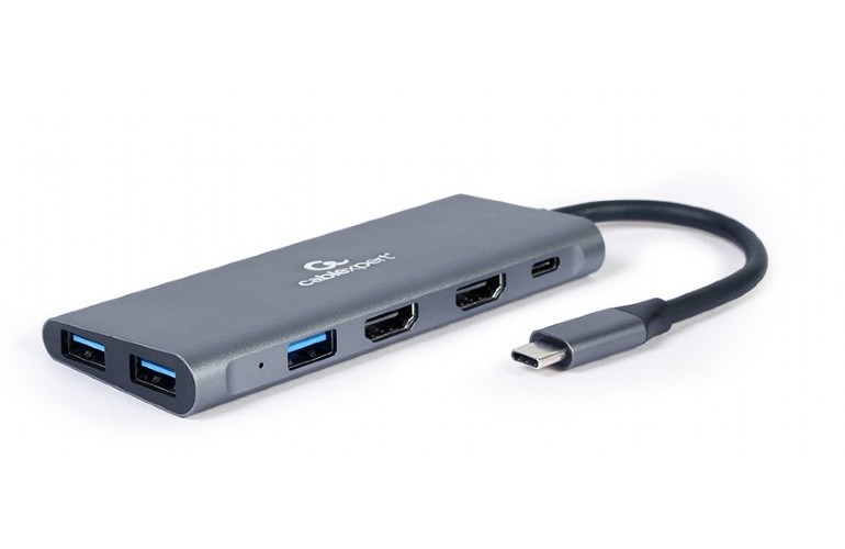 Docking Station Gembird A-CM-COMBO3-01, 3xUSB 3.1, 2xHDMI, Type-C, PD 60W