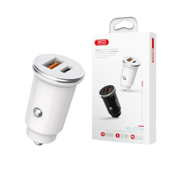 Car Charger XO, PD+QC3.0, CC25, White..