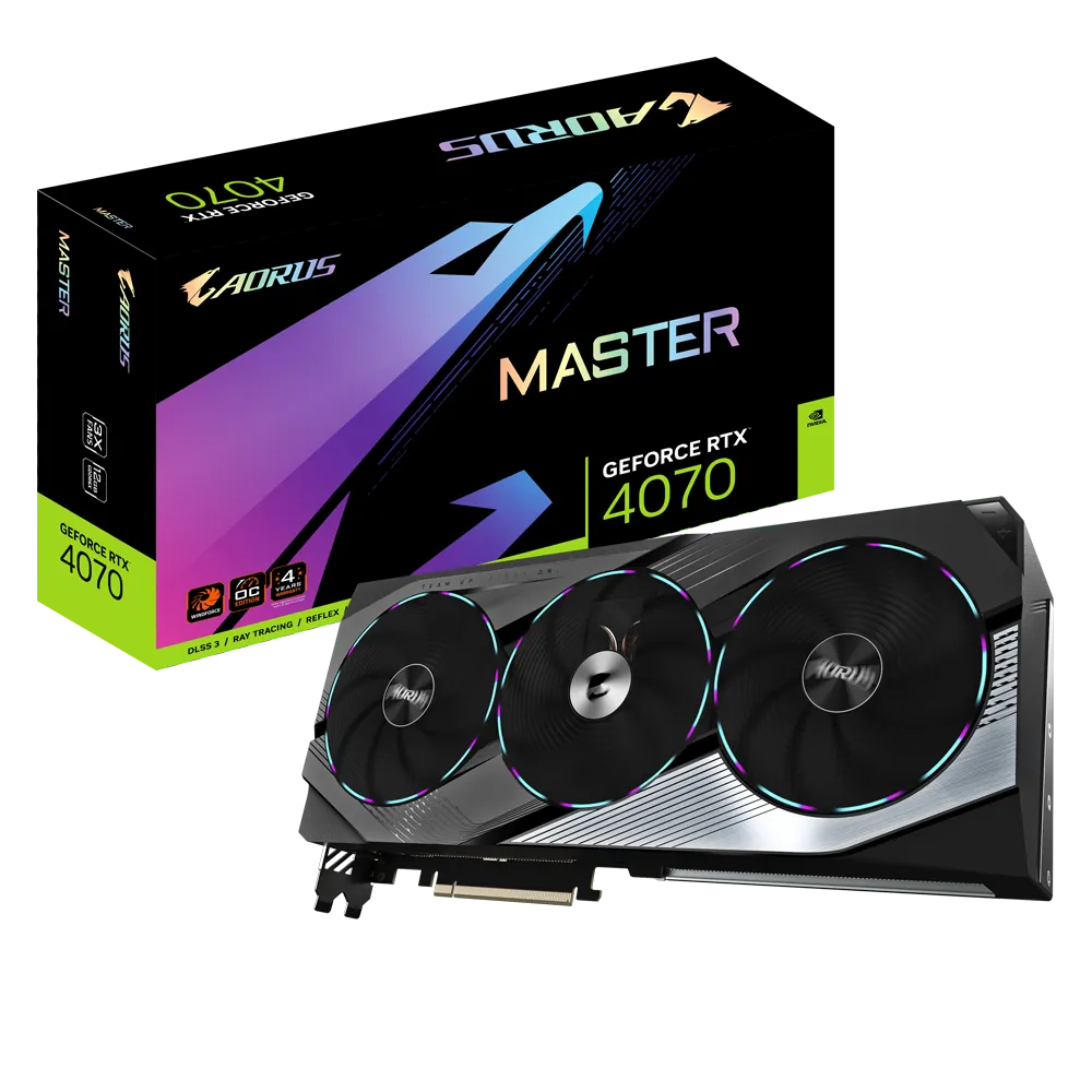 Видеокарта Gigabyte GV-N4070AORUS M-12GD, 12ГБ GDDR6X 192бит (GV-N4070AORUS M-12GD)