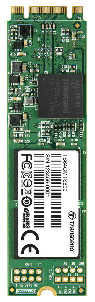 .M.2 SATA SSD  64GB Transcend  "TS64GMTS800S" [80mm, R/W:500/450MB/s, 70K/75K IOPS, SM2246EN, MLC]