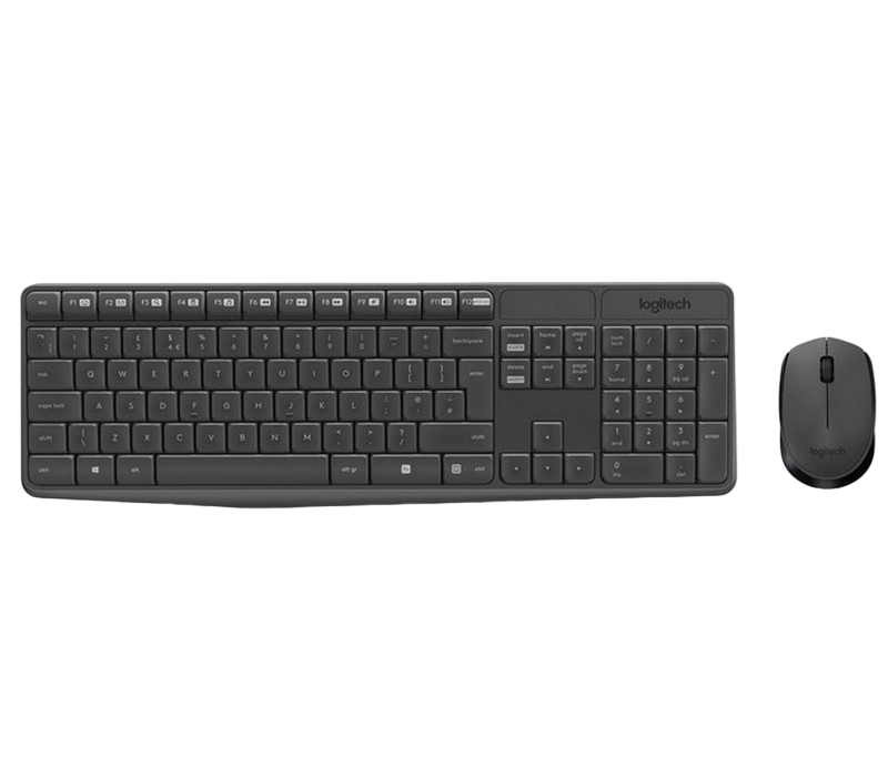 Wireless Keyboard & Mouse Logitech MK235, Low-profile, Spill-resistant, FN key, 5M, 1000dpi 3 button