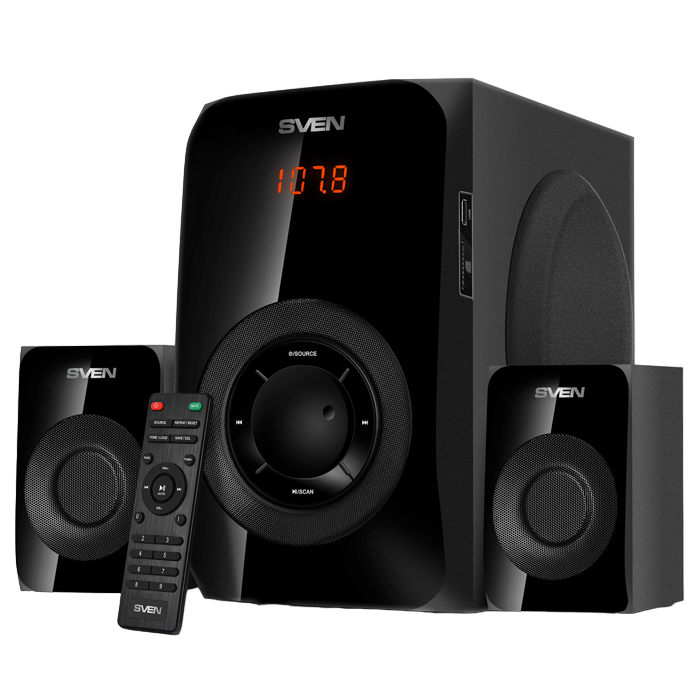 Speakers SVEN "MS-2020" Bluetooth, SD-card, USB, FM, RC, Black, 55w /30w + 2x12.5w / 2.1