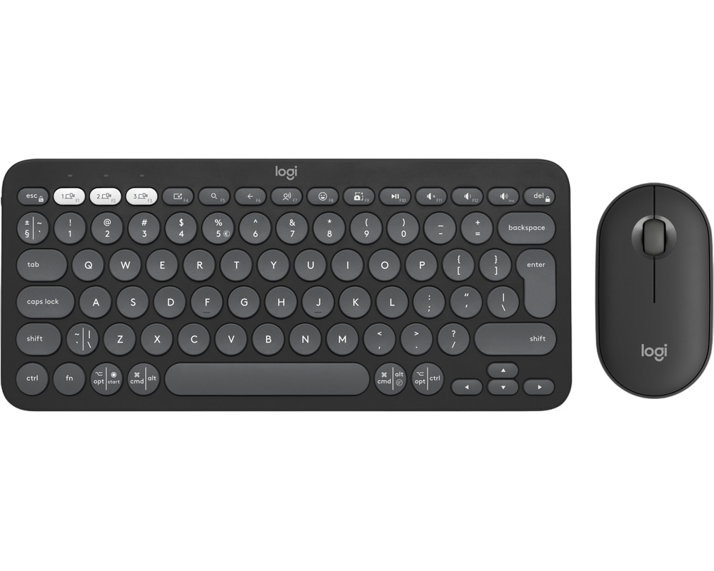Wireless Keyboard & Mouse Logitech Pebble 2 Combo, Compact, Low-profile, Multi-Device, 4000dpi, 3 bu