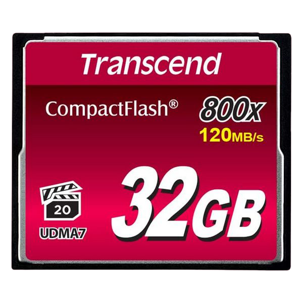 .32GB CompactFlash Card, Hi-Speed  800X, Transcend "TS32GCF800" (R/W: 120/60MB/s)