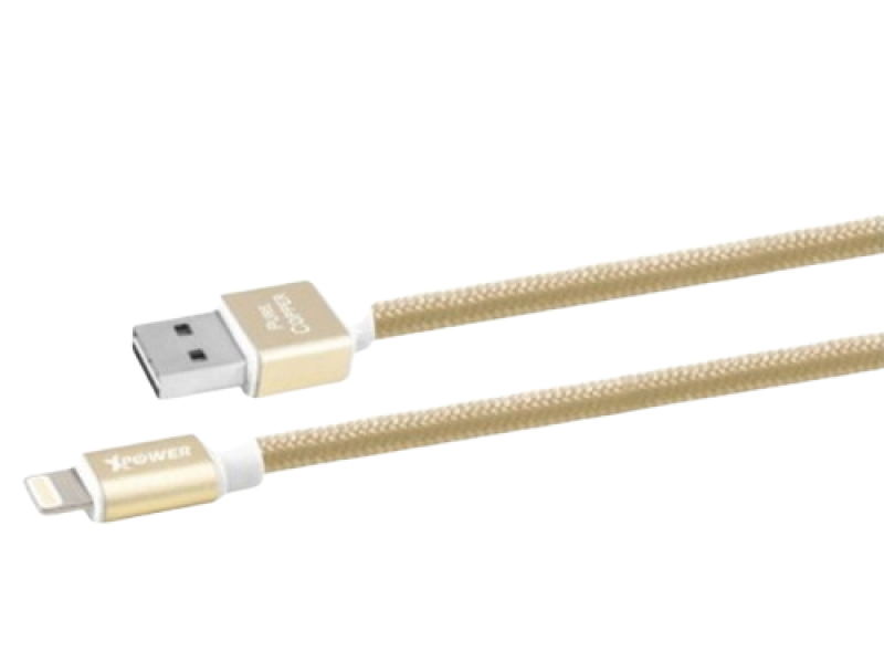 Micro-USB Cable Xpower, Nylon, Gold