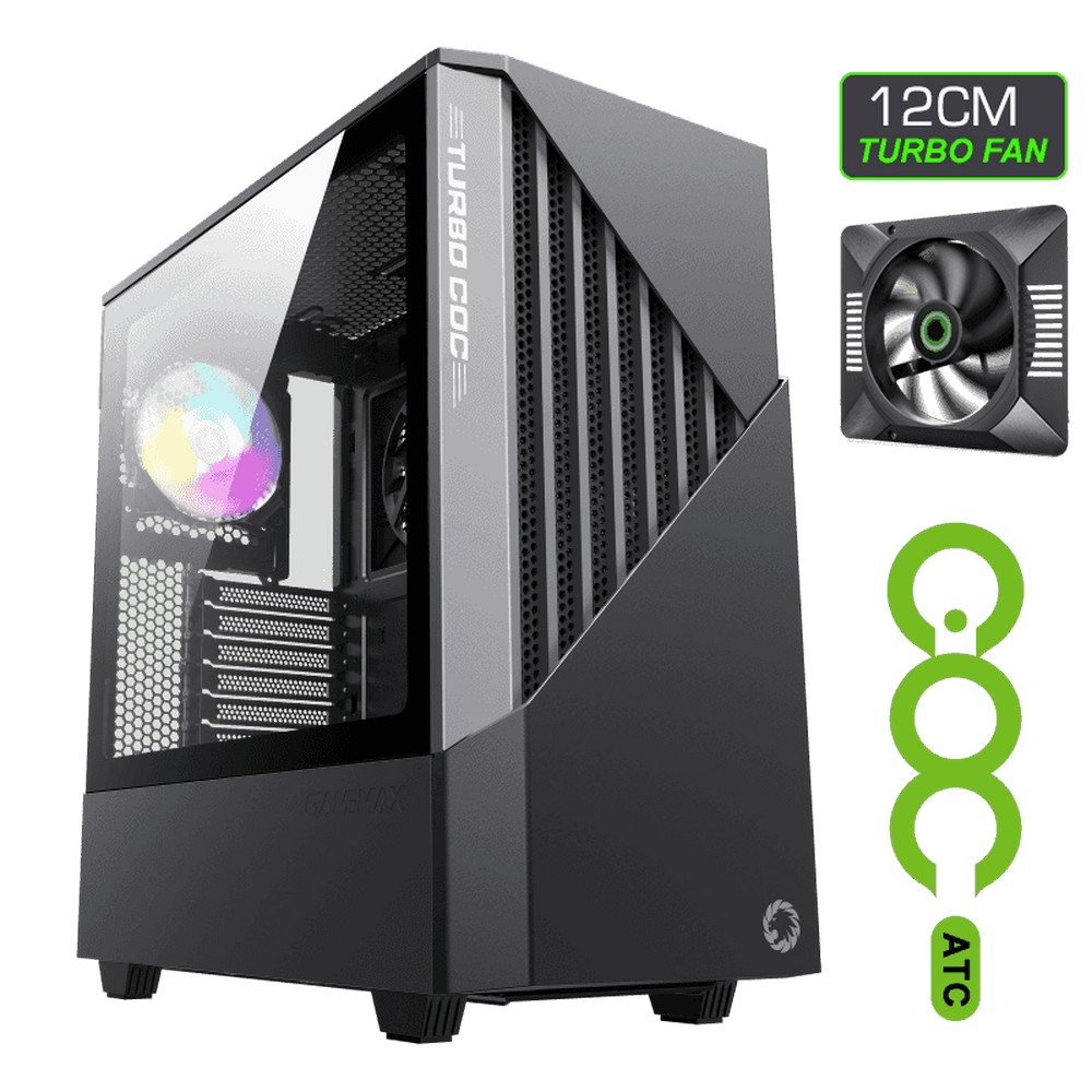 Компьютерный корпус Gamemax Contac COC, Midi-Tower, ATX, Черный/Серый