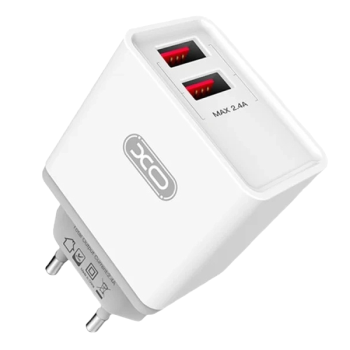 Wall Charger XO + Type-C Cable, 2USB, Q.C3.0 18W, L67, White