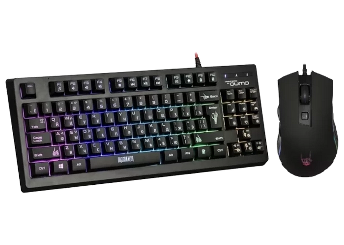 Gaming Keyboard & Mouse Qumo Pandemonium, Compact, Fn key, RGB, AntiGhosting, Black, USB