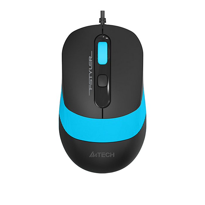 Mouse A4Tech FM10, Optical, 600-1600 dpi, 4 buttons, Ambidextrous, 4-Way Wheel, Black/Blue, USB