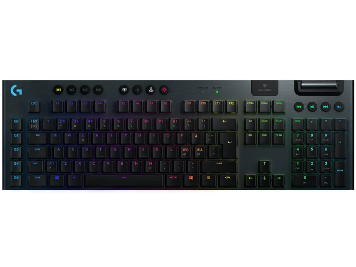 Gaming Wireless Keyboard Logitech G915, Mechanical, Ultra thin, GL Tactile, Aluminum, Media сontrols
