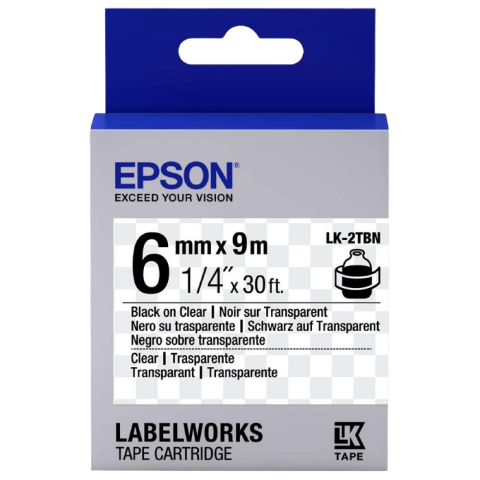 Cumpara  Cartușe de panglică pentru imprimarea autocolantelor - Tape Cartridge EPSON LK2TBN;  6mm/9m Transpar..