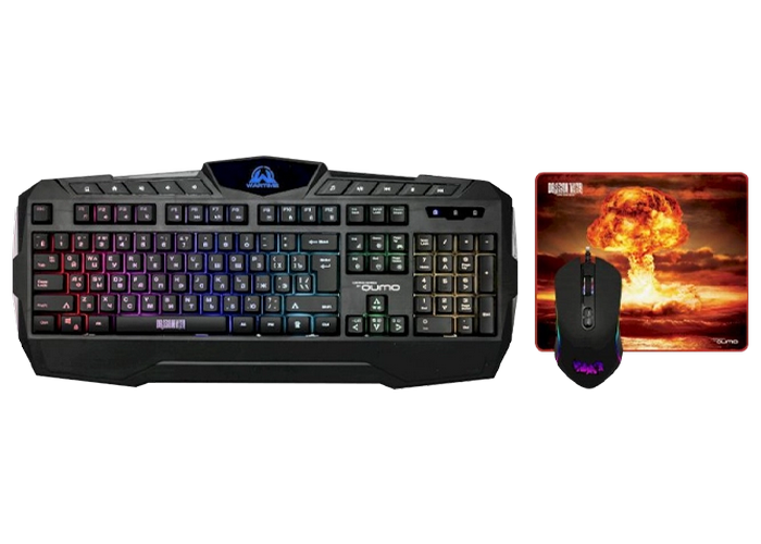 Gaming Keyboard & Mouse & Mouse Pad Qumo Wartime, Fn hotkeys, RGB, AntiGhosting, Black, USB