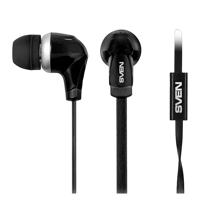Earphones SVEN SEB-260M - Black, with Microphone, 4pin 3.5mm mini-jack